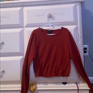Burgundy lettuce trim long sleeve shirt